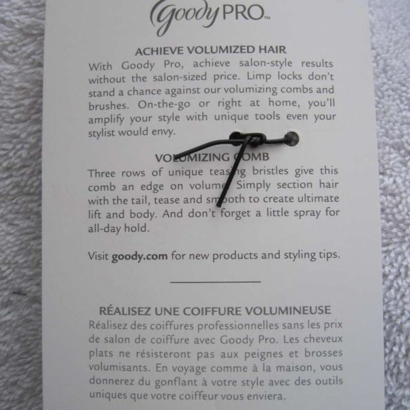 Goody Pro Volumized Hair Three Row Teasing Bristles Comb Tail Tease Smooth Salon - Picture 7 of 8